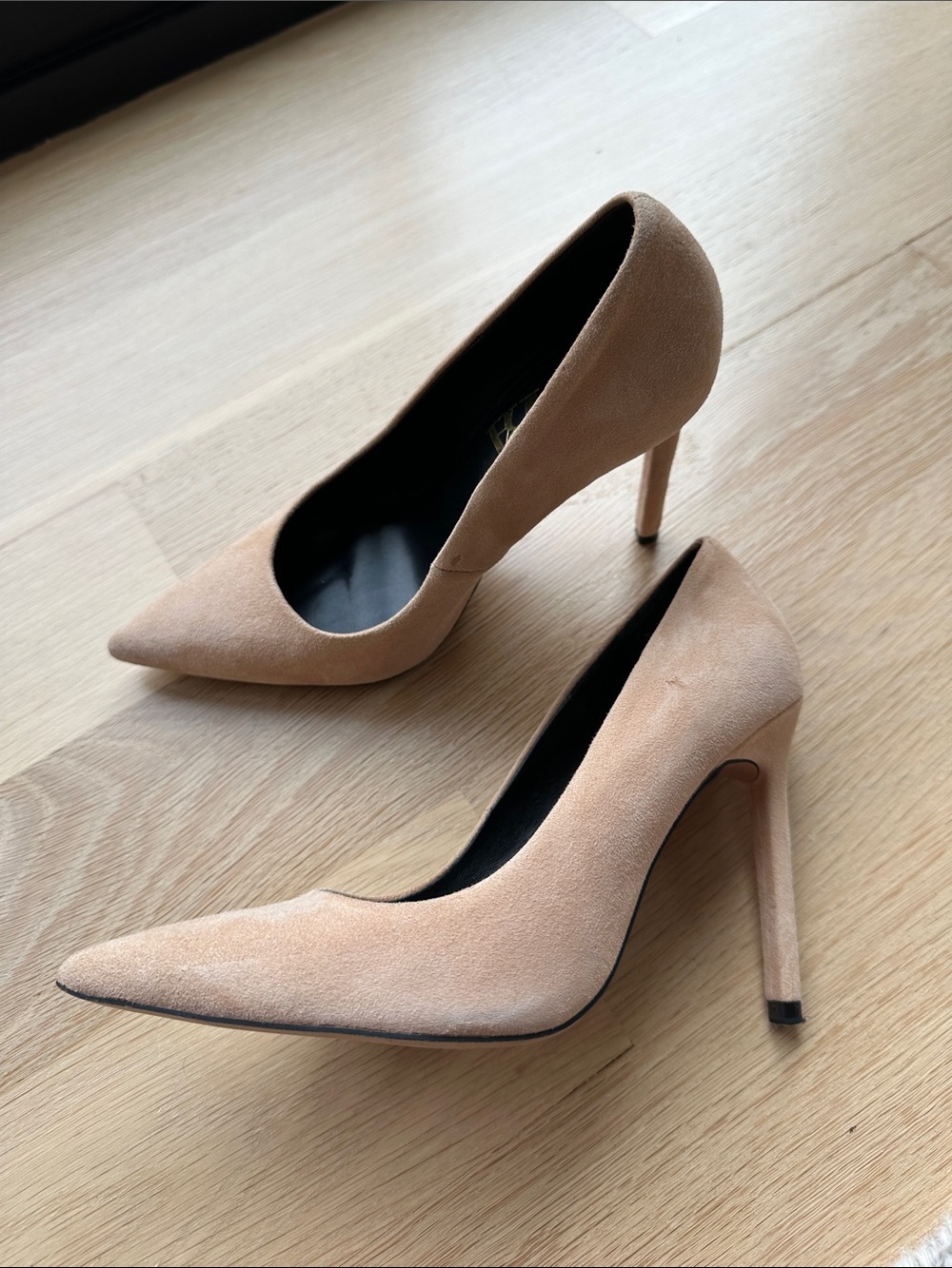 Zara Beige Nude Suede Pointed Stiletto Heels